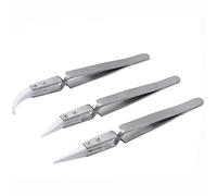 Bestgle 3pcs Ceramic Tweezers Set, Precision Stainless Steel Antistatic Pointed Tweezers Kit for Electronics, Jewelry-Making and Laboratory Work