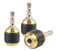 Bestgle 3Pcs Drill Bit Extension Set, 1/4" Hex Shank Self-Locking Screwdriver Bit Holder, Quick Release Chuck Adapter Tool, Chrome Vanadium Steel Drill Bit Holder, 50mm Length