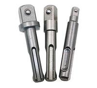 Bestgle 3pcs SDS Plus Shank Impact Socket Adapter Set - 1/4", 3/8", 1/2" Square Drive Drill Extension Bar Connectors, Chrome Vanadium Steel Socket Adapters for Power Tools