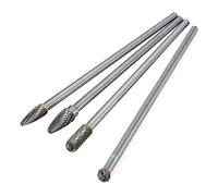 Bestgle 4pcs 1/4" Shank Tungsten Carbide Rotary Cutting Burr Die Grinder Bit for DIY Woodworking, Metal Carving, Polishing, Engraving, Drilling, 150-160mm Length