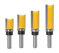 Bestgle 4pcs 8mm Shank Flush Trim Router Bit Set, Pattern Template Milling Cutter Tools with Bearings, C3 Carbide Woodworking Router Bits for Trimming, Edge Treatment & Grooving (4/5", 1", 1-1/2", 2")