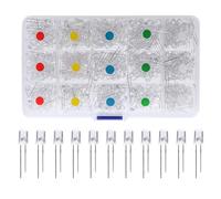 Bestgle 500PCS LED Diodes Assortment Kit, 5mm 2-Pin Clear Round Light Emitting Diodes, White, Red, Green, Blue, Yellow LED Lamps for Electronic Components & DIY Projects