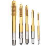 Bestgle 5pcs Spiral Point Tap Set, HSS6542 Titanium Coated Metric Thread Screw Taps M3-M8, Hand Threading Drill Bit for Metal & DIY Projects