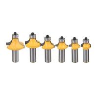 Bestgle 6Pcs 1/2 Inch Shank Round-Over Router Bits Corner Rounding Edge-forming Roundover Woodworking Milling Cutter Tool 1/2" 1/8" 1/4" 5/16" 3/8" 7/16"