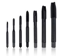 Bestgle 7pcs Nitriding Coated Spiral Screw Thread Tap HSS 6542 Metric Machine Threading Taps Set M3 M4 M5 M6 M8 M10 M12 Tapping Tool