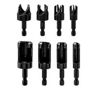 Bestgle 8pcs Wood Plug Cutters, 1/4" Shank Straight & Tapered Plug Cutters, Carbon Steel Cork Drill Bit for Countersink & Dowel Making (4 Sizes: 1/4", 3/8", 1/2", 5/8")