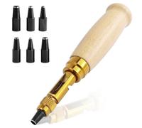 Bestgle Adjustable Leather Hole Punch Tool, Automatic Wood Handle Screw Hole Puncher Bookbinding Tool with 6 Tips 1.5mm/2mm/2.5mm/3mm/3.5mm/4mm