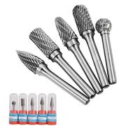 Bestgle Set of 5 6X10MM Cutting Head Tungsten Carbide Double Cut Rotary Carving Burr Set with 6mm Shank for DIY Woodworking Metal Polishing Engraving Drilling