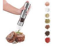 BESTHINKY Electric Pepper Grinder or Salt Grinder, Stainless Steel Automatic Grinder, Battery Operated, One Handed Operation, Adjustable Ceramic Grinders (1pc)
