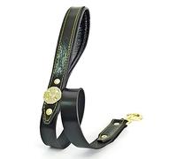 Bestia genuine leather heavy duty short leash. 35.5 inch long, 1.2 inch wide. Soft padded handle. Handmade quality