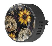BestIdeas 2 PCS Vent Clips Car Air Freshener with Embroidery Panda Sunflower, Aromatherapy Essential Oil Diffuser