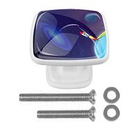 BestIdeas Outer Space Astronaut Universe Prints 30MM Square Drawer Knobs 4PCS Kitchen Cabinet Knob Handle Pulls for Cupboard Wardrobe Dresser Door Furniture Home Decor