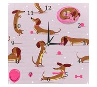 BestIdeas Wall Clocks Cute Sausage Dog Battery Operated Number Clock for Bedroom Living Kitchen Office Home Decor Silent & Non-Ticking