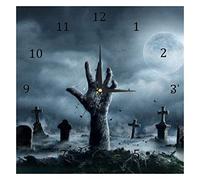 BestIdeas Wall Clocks Zombie Hand Rising Out Of Graveyard In Spooky Night Battery Operated Number Clock for Bedroom Living Kitchen Office Home Decor Silent & Non-Ticking