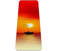 BestIdeas Yoga Mat Ocean Sunset With Boat for Yoga, Pilates, Floor Exercise Men Women Girls Boys Children Beginner Non-slip Design
