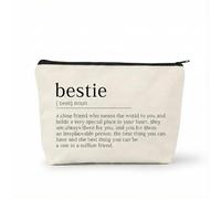 Bestie Definition Cosmetic Case - Cream Canvas Makeup Bag Organiser with Zipper Closure, Sentimental Dictionary Style Gift for Women, Sisters & Friends, Birthday Present for Her