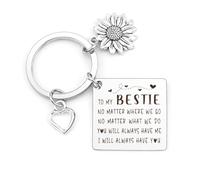 Bestie Friendship Keychain Best Friend Bff Gifts for Women Girls Graduation Birthday Christmas Valentines Galentines New Year Anniversary Thanksgiving Holidays Going Away Gifts Novelty Keyring