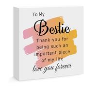 Bestie Gifts for Women Engraved Wooden Sign Desk Decor Sign for Best Friend Birthday Christmas Thanksgiving Mothers Day Friendship Gifts for Work Bestie Friends Female BFF Soul Sister