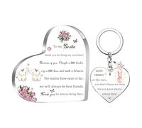 Bestie Gifts for Women Girls Birthday Presents Heart Signs Keychain 2PC Set Inspirational Plaques Graduation Key Chain Rings Christmas Keepsake Personalised for Her Friendship Appreciate Colleague