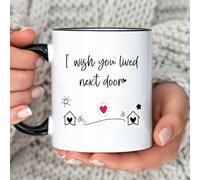 Bestie Gifts for Women: Unique Friendship Gifts - 'I Wish You Lived Next Door' Coffee Mug, Black