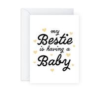 Bestie Having A Baby Cute Congratulations Card - Greeting With Soft Pastel Design For Close Friend Sister Mum To Be New Parents Her BFF Women -Comes with Stickers