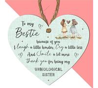 Bestie Unbiological Sister Heart Plaque | Wooden Gift for Best Friend | Ideal for Friendship Birthdays & Special Occasions | Thank You Gifts (Green)