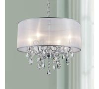 BESTIER Modern Elegant Crystal Pendant Drum Chandelier 4 Light Chrome Lighting Fixture LED Ceiling Light Dia 48 cm x H 45 cm