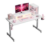 Bestier Small Gaming Desk with Monitor Stand, 106.6 CM LED Computer Desk, Gamer Workstation with Cup Holder & Headset Hooks, Modern Simple Style Desk