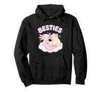 Besties Axolotl Capybara Bubble Tea Cute Kawaii Anime Animal Pullover Hoodie