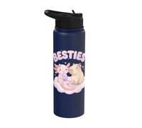 Besties Axolotl Capybara Bubble Tea Cute Kawaii Anime Animal Stainless Steel Insulated Water Bottle