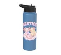 Besties Axolotl Capybara Bubble Tea Cute Kawaii Anime Animal Stainless Steel Insulated Water Bottle