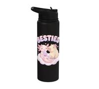 Besties Axolotl Capybara Bubble Tea Cute Kawaii Anime Animal Stainless Steel Insulated Water Bottle