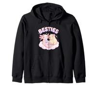 Besties Axolotl Capybara Bubble Tea Cute Kawaii Anime Animal Zip Hoodie