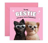 Besties Birthday Card - Cute Puppy Dogs - Gifts for Friends, Her, BFF, Sister, Niece, Daughter, Wife, Girlfriends, Women, Ladies, Girls, Fur Mum, Dog Lovers, Pet Owners - Comes with Fun Stickers