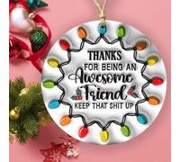 Besties Christmas Round Ornament Keepsake, Best Friend Christmas Tree Ornament Decorations, Xmas Friendship Gifts for Friends, Women, Coworkers, Sisters (Thanks)