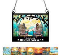 Besties Forever Personalized Window Hanging Suncatcher Ornament Friendship Gifts For Women, Custom Sisters Indoor Window Decor, Best Friend Birthday Gifts, Friends Forever