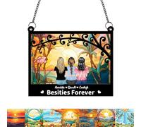 Besties Forever Personalized Window Hanging Suncatcher Ornament Friendship Gifts For Women, Custom Sisters Indoor Window Decor, Best Friend Birthday Gifts, Friends Forever