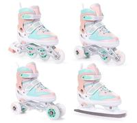 BESTIF Inline Skates for Kids and Adults, Inline Skates 4 in 1 Roller Skates Ice Skates Adjustable (Turquoise-Orange,38-41)