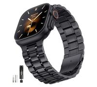 Bestig Premium Stainless Steel Adjustable Replacement Band for Apple Watch Series 6 SE 5 4 3 2 1, Matte Black/Polished Black, 42mm 44mm 45mm 49mm, Bracelet, Sport