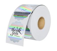 BESTIKER 2 Inch Holographic Thermal Sticker Labels Silver, 400pcs Printable Round Thermal Printer Stickers, Waterproof Self-Adhesive Thermal Labels for Small Business Logo Design/Thanks Card