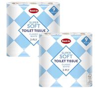 Bestin Soft Classic White Toilet Tissue 18 Rolls 2 Ply - Strong & Absorbent Bathroom Toilet Paper - Gentle on Skin - Bulk Pack Family Household Essentials - Eco Friendly