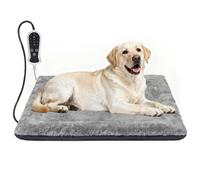Bestio Heated Dog Bed, 30 x 20 Inch, Memory Foam Dog Sofa with Nine Levels Smart Switch for Continuous Temperature Adjustment, Soft and Skin-Friendly, Grey