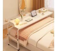 Bestiry Adjustable Overbed Table - Over The Bed Table with Wheels, King Size, Rolling Tray for Laptop & Writing, Whit