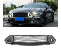 Bestiry Bumper Upper Grill Grille W/LED Lights For Ford Mustang 2018-2023 Smoke Black