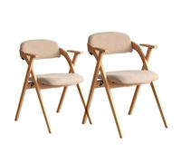 Bestiry Wooden Padded Folding Chairs with Armres,Stackable Dining Chair Padded Stools with Removable Cover Extra for Guests Kitchen Office Wedding Party(2pcs)