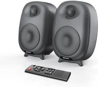 BESTISAN - 60W Powered Bookshelf Speakers with Bluetooth 5.0 and Wired Optical RCA Input Port, Adjustable Bass and Treble, 3 Audio Modes Design (Gray)