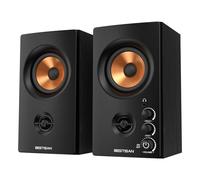 BESTISAN Active Bookshelf Speakers with Bluetooth& RCA Input | HiFi Sound for PC, Desktop, Gaming | Compact Wooden Speakers, 3 Inch