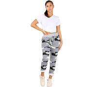 BESTITALIANUK Ladies Italian Turn Up Trousers Drawstring Elastic Waistband Sweatpants Women Floral Printed Denim Joggers Beach Gym Running Yoga Magic Pants (8-14, Grey Camouflage)