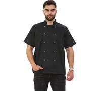 BESTITALIANUK Unisex Boston Short Sleeve Chefs Jacket, Oregano Chefs Apparel, Double Breasted, Machine Washable (Black, M)