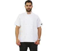 BESTITALIANUK Unisex Boston Short Sleeve Chefs Jacket, Oregano Chefs Apparel, Double Breasted, Machine Washable (White, XXL)